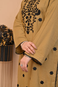 Elegant Mustard 2-Piece Embroidered Summer Cotton Suit for Women