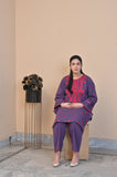 Elegant Purple 2-Piece Embroidered Cotton Suit for Women