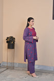 Elegant Purple 2-Piece Embroidered Cotton Suit for Women
