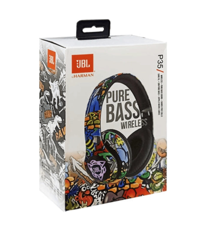 🎧JBL Pure Bass Wireless Headphones Graffiti-Style Design Bluetooth, Long Battery Life