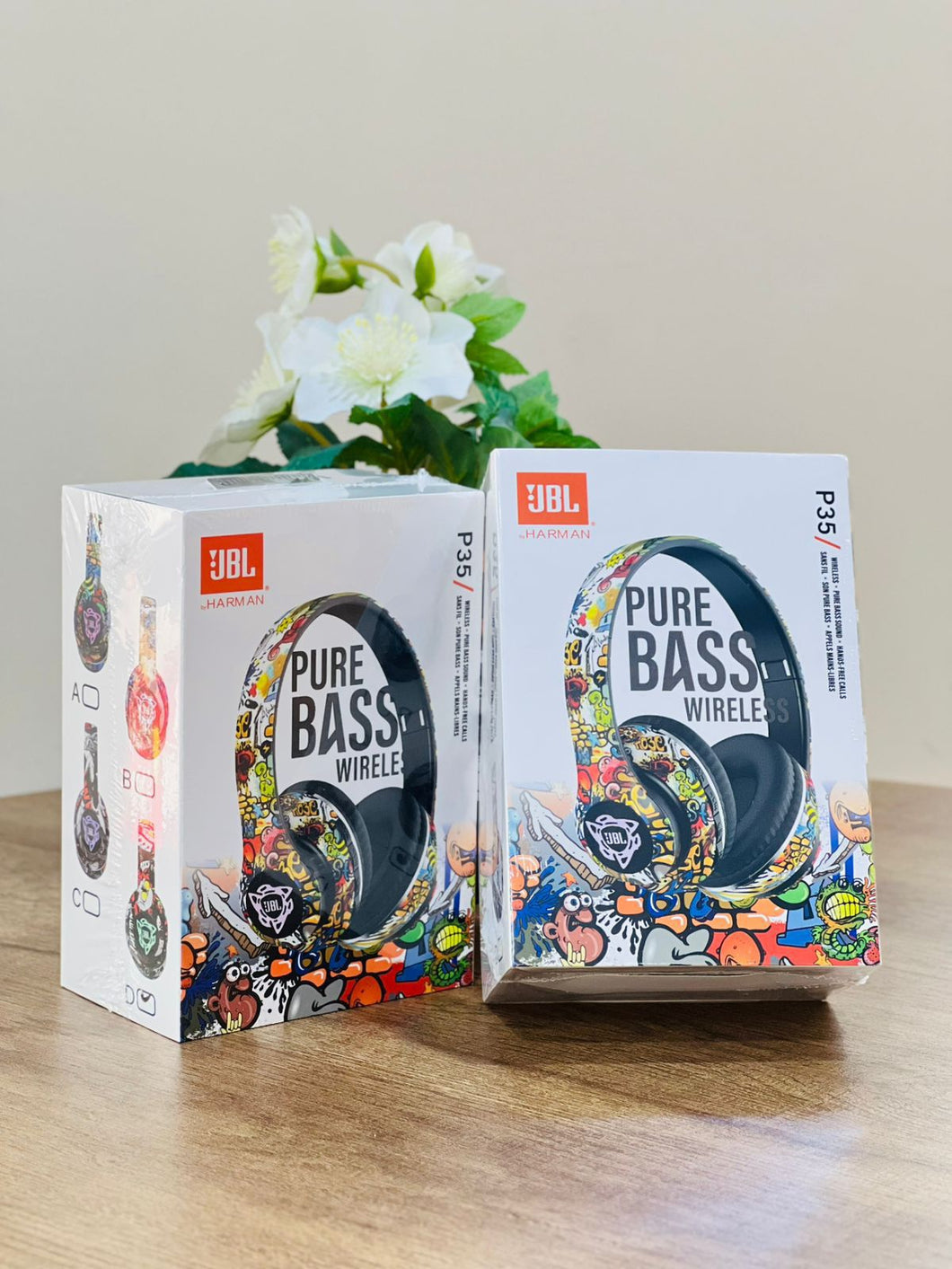 🎧JBL Pure Bass Wireless Headphones Graffiti-Style Design Bluetooth, Long Battery Life