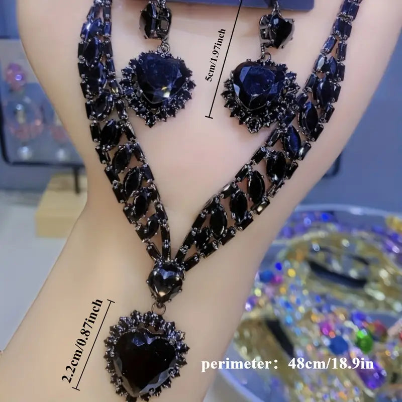 💙 2025 Ocean Heart Necklace & Earring Set – Elegant, Fade-Resistant & Timelessly Beautiful 🌊✨