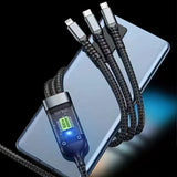 ðŸ”Œ3-in-1 Fast Charging Cable with LED Display â€“ 100W Power, Universal USB Type-C, Micro & Lightning Support