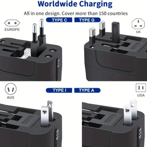 ðŸ”Œ Universal Travel Adapter with Surge Protection â€“ All-in-One International Plug Converter for 150+ Countries â€“ Smart Charging & Surge Guard