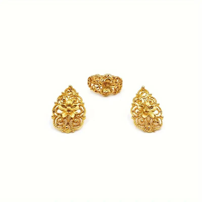 💛 24K Gold Plated Wedding Jewelry Set – Elegant 5-Piece Bridal Glam 💍✨