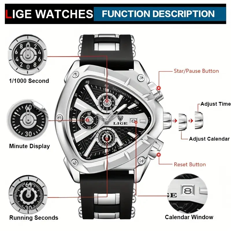 ⌚ LIGE Sport Watch for Men & Women – Stylish Analog Display with Date Calendar & Silicone Strap 💫