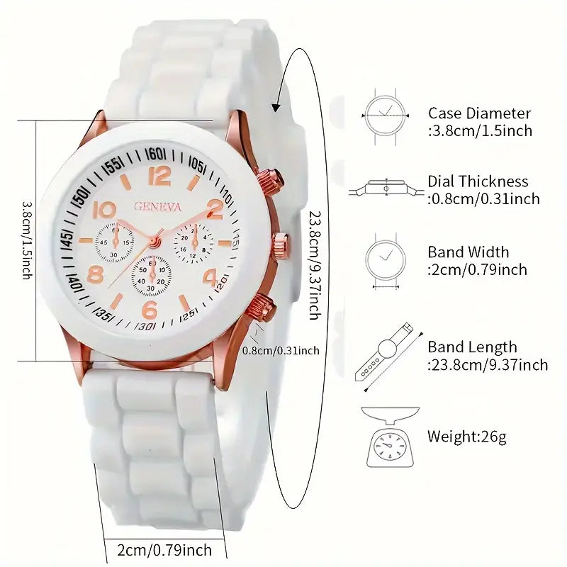 âŒšâœ¨ Elegant Women's Quartz Watch + 4-Piece Jewelry Set ðŸ’ŽðŸŒŸ | Perfect Gift Combo ðŸŽðŸ’–