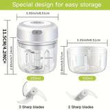 🔋🍴 250ml  Garlic Chopper & Food Processor – Cordless Mini Blender with USB Rechargeable Battery 🌿✨