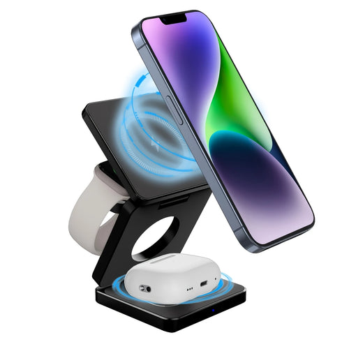 🔋 3-in-1 Magnetic Foldable Wireless Charger – Fast Charging for All Your Devices! 📱⌚🎧
