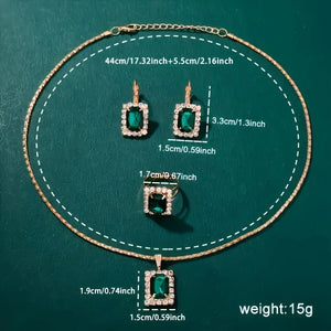 💚 Elegant Green Quartz Watch & Jewelry Set – 1pc/5pcs | Eid Gift for Her ✨
