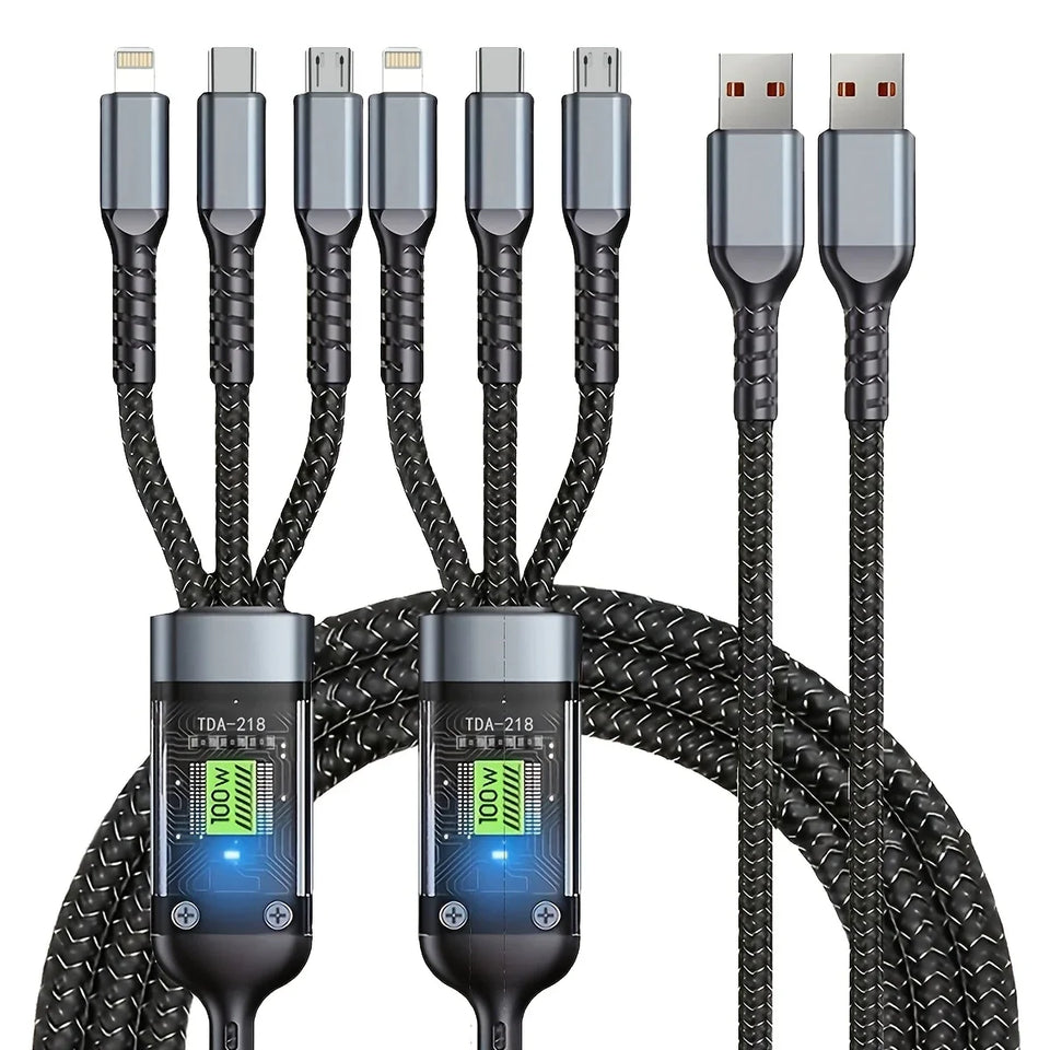 ðŸ”Œ3-in-1 Fast Charging Cable with LED Display â€“ 100W Power, Universal USB Type-C, Micro & Lightning Support