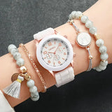 âŒšâœ¨ Elegant Women's Quartz Watch + 4-Piece Jewelry Set ðŸ’ŽðŸŒŸ | Perfect Gift Combo ðŸŽðŸ’–