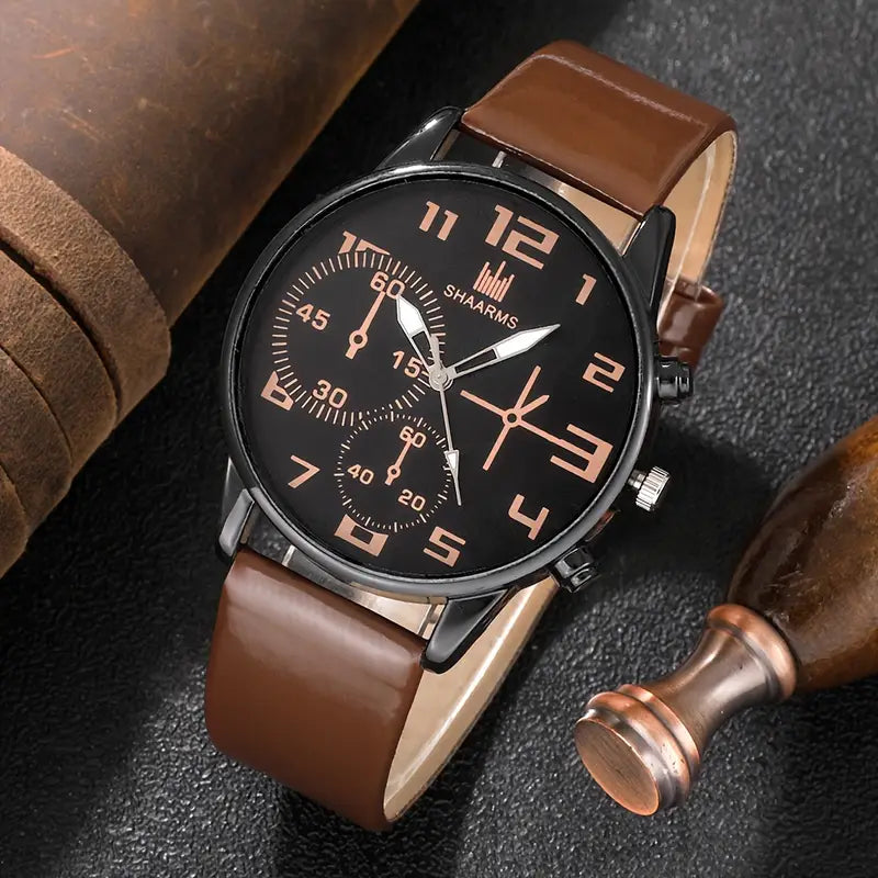 🕰️ 5pcs Men’s Fashion Quartz Watch & Bracelet Set – Sleek Style for the Modern Gentleman 💼✨