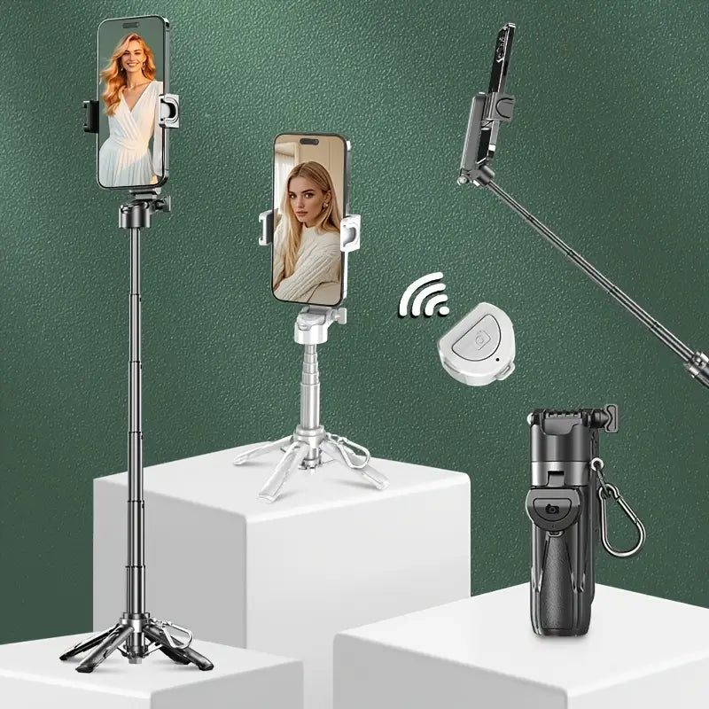 ðŸ“¸ Compact Wireless Travel Selfie Stick â€“ Built-in Mic, Remote, Rechargeable & Sleek Grip ðŸŽ’ðŸ“±