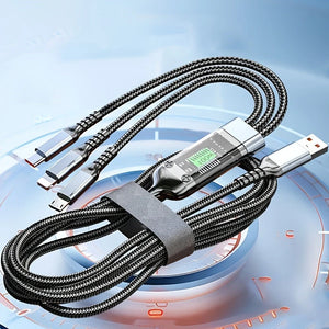 ðŸ”Œ3-in-1 Fast Charging Cable with LED Display â€“ 100W Power, Universal USB Type-C, Micro & Lightning Support
