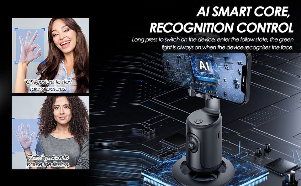 360Â° Smart Face Tracking Car Tripod â€“ Your Personal Cameraman On the Go!
