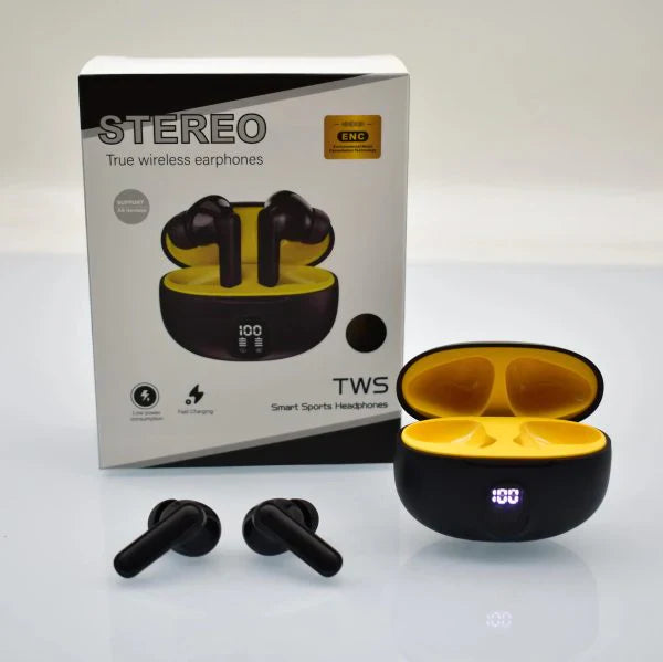 Smart Digital Display Earbuds – Long Playtime, Touch Control, USB-C Charging
