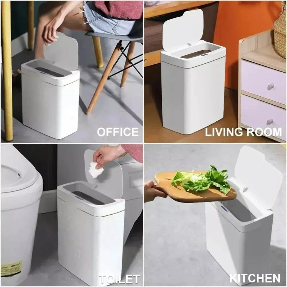 Kitchen Bathroom Automatic Garbage Bin Smart Bathroom Trash Can, Automatic Bagging, Touchless Sensor
