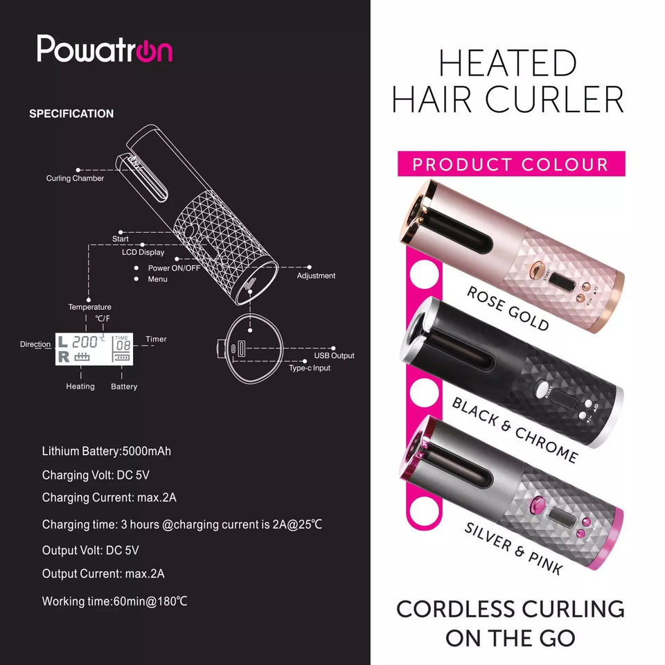 Crazy Beauty Cordless Automatic Wireless Hair Curler Rotating handheld