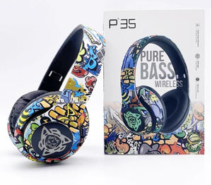 🎧JBL Pure Bass Wireless Headphones Graffiti-Style Design Bluetooth, Long Battery Life
