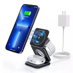 🔋 3-in-1 Magnetic Foldable Wireless Charger – Fast Charging for All Your Devices! 📱⌚🎧