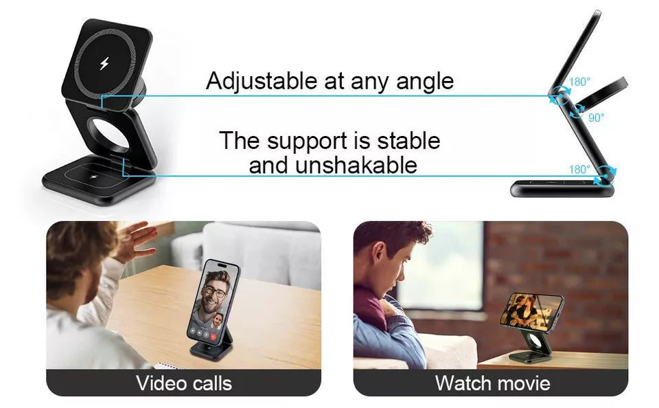 🔋 3-in-1 Magnetic Foldable Wireless Charger – Fast Charging for All Your Devices! 📱⌚🎧